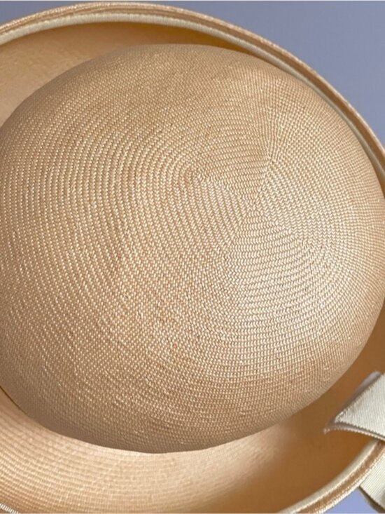 Vintage 60s Very Fine Straw Roller Hat w/ Upturned Brim - Small